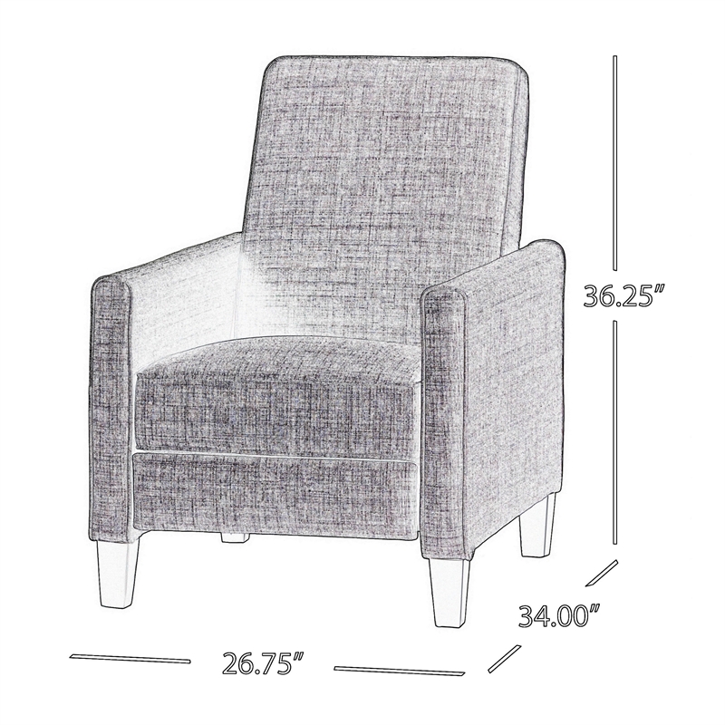 Benjara Zuca Pushback Recliner Club Chair-Black Wood-Orange Floral Faux Leather