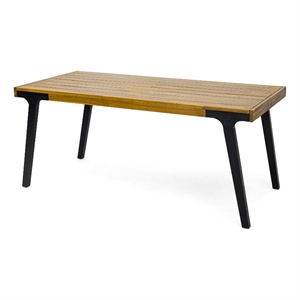 Benjara Sheldon Outdoor Dining Table- Rectangular 69&quot Brown Wood- Black
