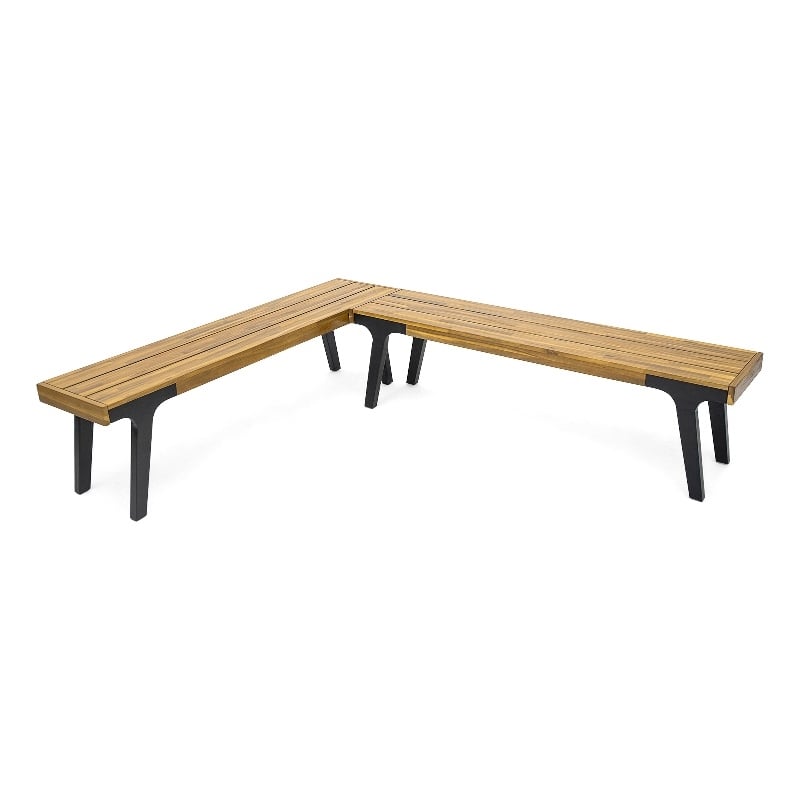 Benjara Sheldon Outdoor Bench Set of 2- Slat Panel- 63