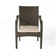 Benjara Laila Outdoor Stackable Dining Chair Set of 4- Beige Seat Brown Rattan