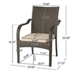 Benjara Laila Outdoor Stackable Dining Chair Set of 4- Beige Seat Brown Rattan