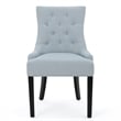 Benjara Chen Dining Chair Set of 2- Espresso Wood- Light Blue Button Tufted