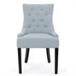 Benjara Chen Dining Chair Set of 2- Espresso Wood- Light Blue Button Tufted