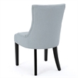 Benjara Chen Dining Chair Set of 2- Espresso Wood- Light Blue Button Tufted