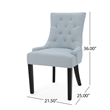Benjara Chen Dining Chair Set of 2- Espresso Wood- Light Blue Button Tufted