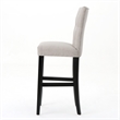 Benjara Arine Barstool Chair Set of 2- Flared Rubberwood- Wheat Button Tufted