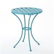 Benjara Rune Outdoor Bistro Table Set- 2 Chairs- Round Slatted- Teal Blue Iron