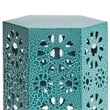 Benjara Liana Outdoor Side End Table- Flower Cutout- 12