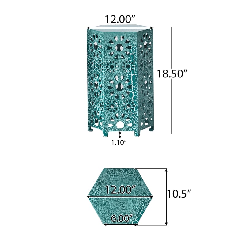 Benjara Liana Outdoor Side End Table- Flower Cutout- 12