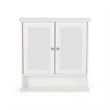Benjara Wall Mount Bathroom Cabinet- 2 Mirror Doors- Open Shelf- White Chrome
