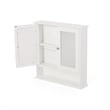 Benjara Wall Mount Bathroom Cabinet- 2 Mirror Doors- Open Shelf- White Chrome