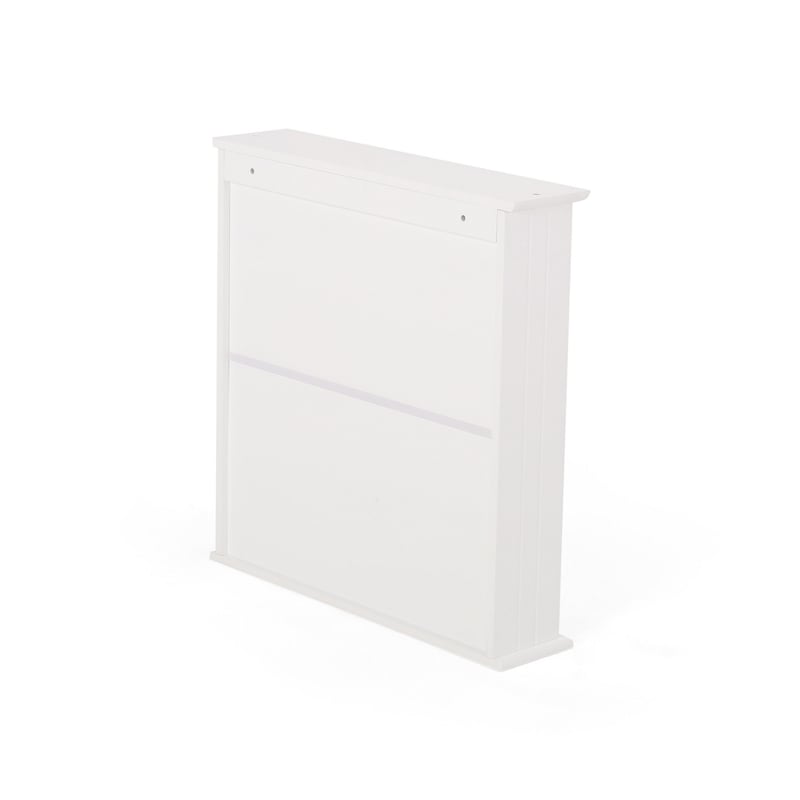 Benjara Wall Mount Bathroom Cabinet- 2 Mirror Doors- Open Shelf- White Chrome