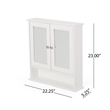 Benjara Wall Mount Bathroom Cabinet- 2 Mirror Doors- Open Shelf- White Chrome