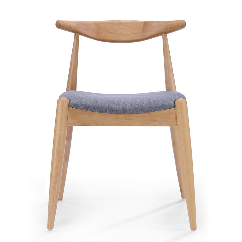 Benjara Syma Dining Side Chair Set of 2- Open Curved Back- Light Gray Seat