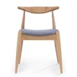 Benjara Syma Dining Side Chair Set of 2- Open Curved Back- Light Gray Seat