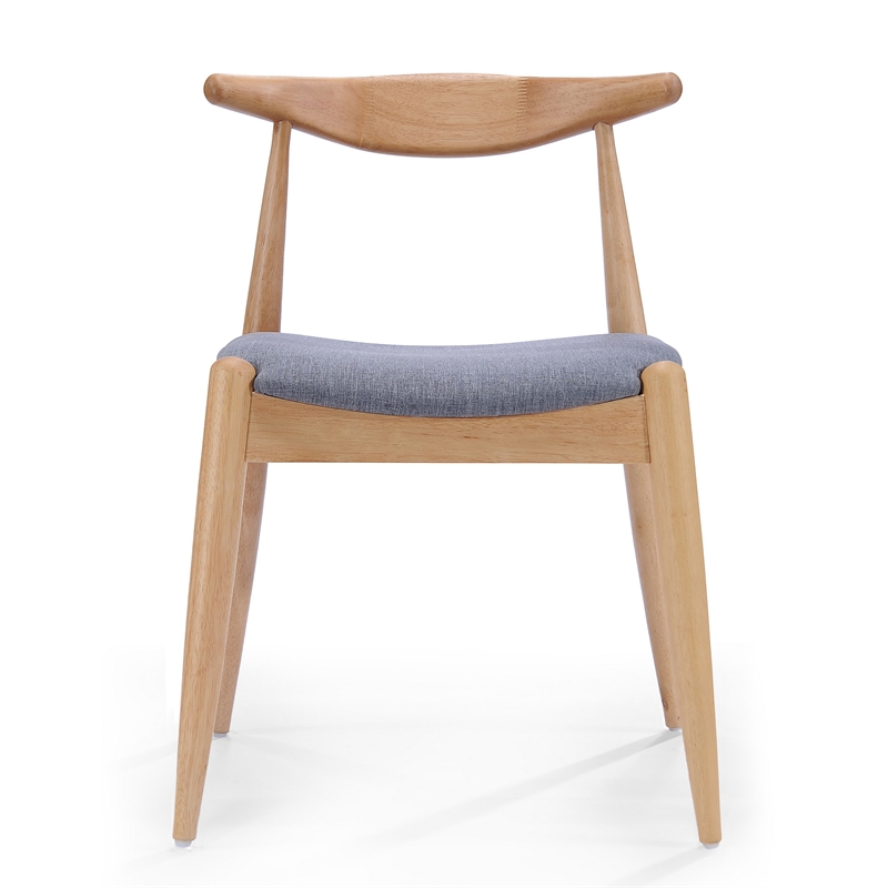 Benjara Syma Dining Side Chair Set of 2- Open Curved Back- Light Gray Seat