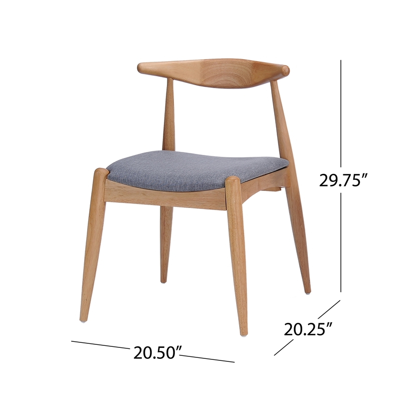 Benjara Syma Dining Side Chair Set of 2- Open Curved Back- Light Gray Seat