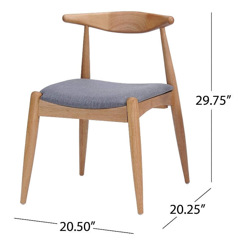 Benjara Syma Dining Side Chair Set of 2- Open Curved Back- Light Gray Seat