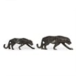 Benjara Tabletop Leopard Figurine Set of 2- Textured Finish- Black Aluminium