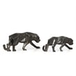 Benjara Tabletop Leopard Figurine Set of 2- Textured Finish- Black Aluminium