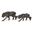 Benjara Tabletop Leopard Figurine Set of 2- Textured Finish- Black Aluminium