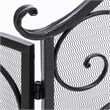 Benjara Fireplace Screen 57 Inch- 3 Panel Scrolled Mesh- Black Silver Iron