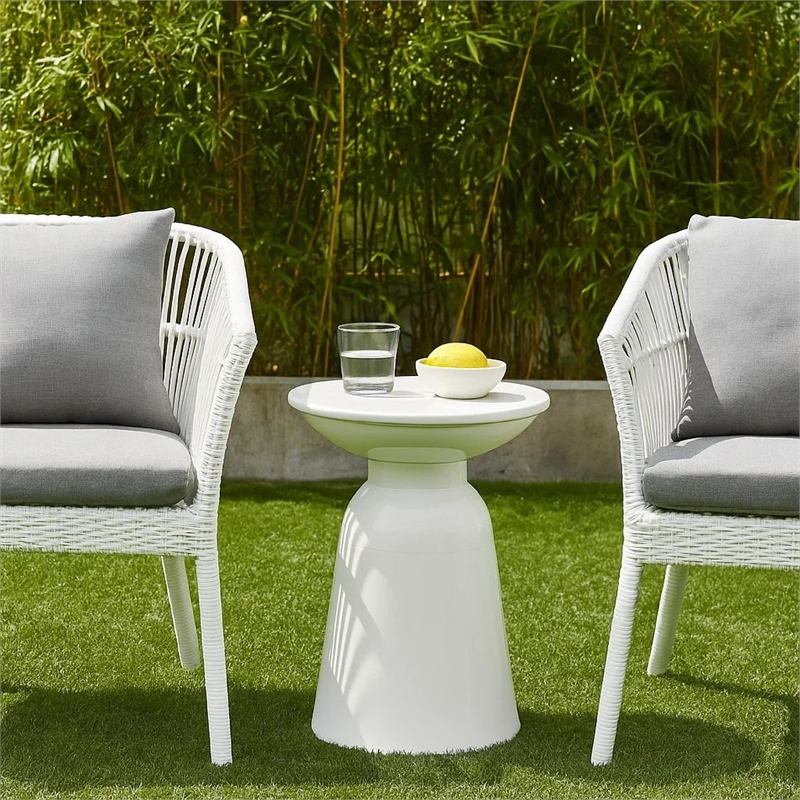 Benjara Suma Outdoor End Table- Round 15