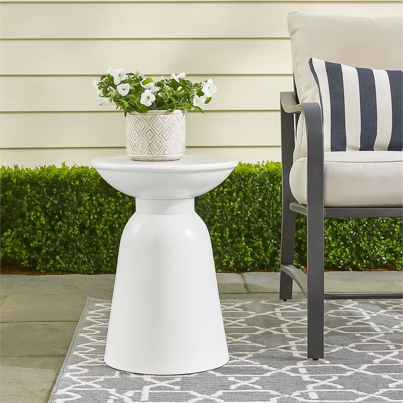 Benjara Suma Outdoor End Table- Round 15