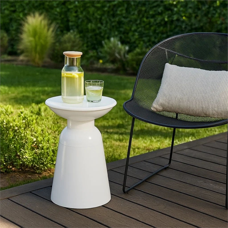 Benjara Suma Outdoor End Table- Round 15