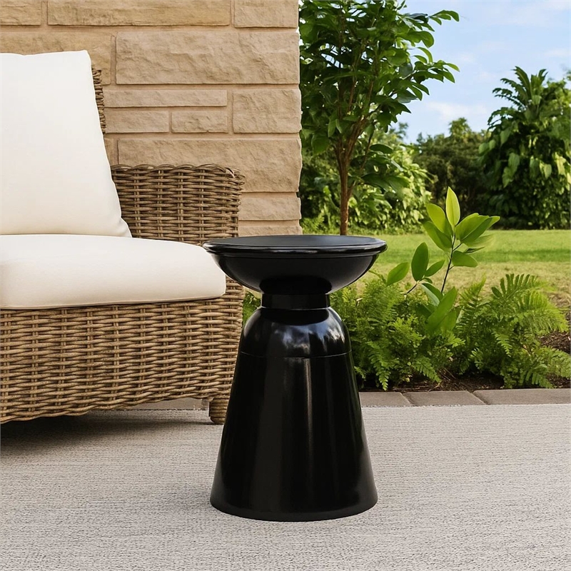Benjara Suma Outdoor End Table- Round 15