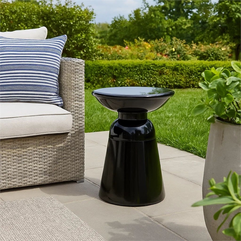 Benjara Suma Outdoor End Table- Round 15