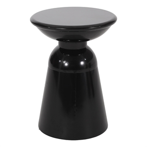 Benjara Suma Outdoor End Table- Round 15&quot Top- Pedestal Base- Black Iron