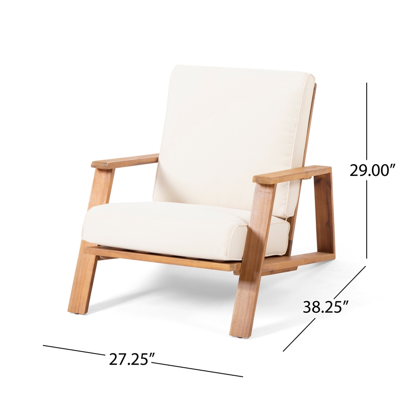 Benjara Outdoor Accent Chair- Beige Fabric Cushions- 39