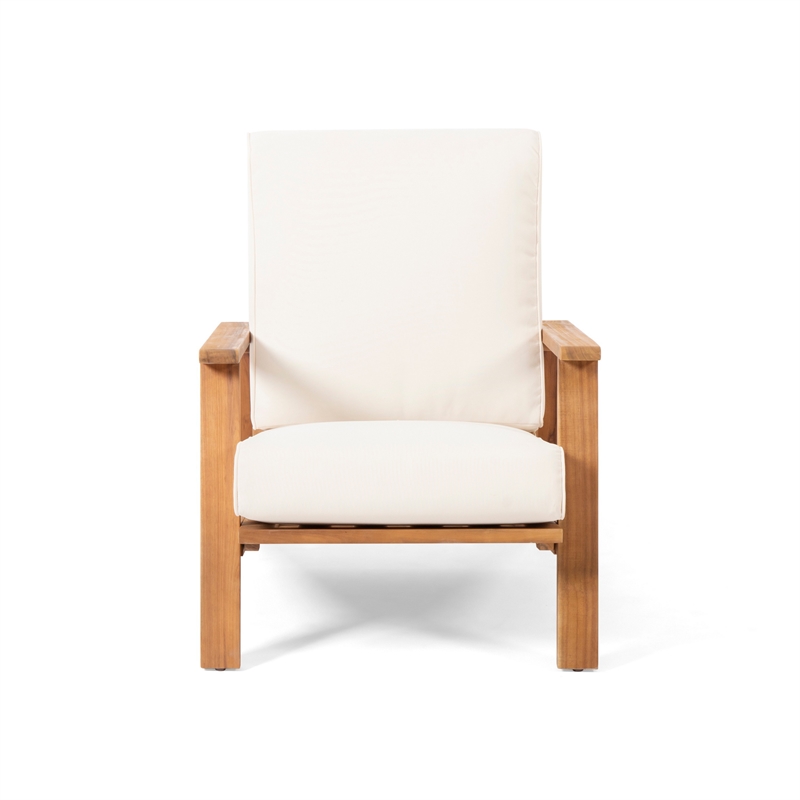 Benjara Outdoor Accent Chair- Beige Fabric Cushions- 39