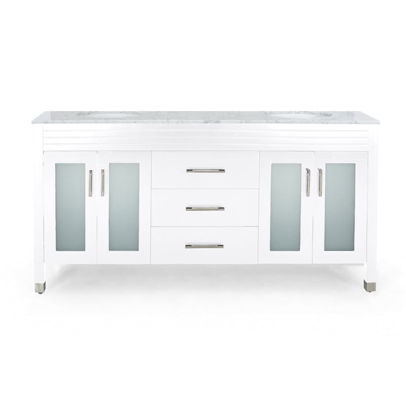 Benjara Bathroom Double Vanity Base- 3 Drawers and 4 Doors 73