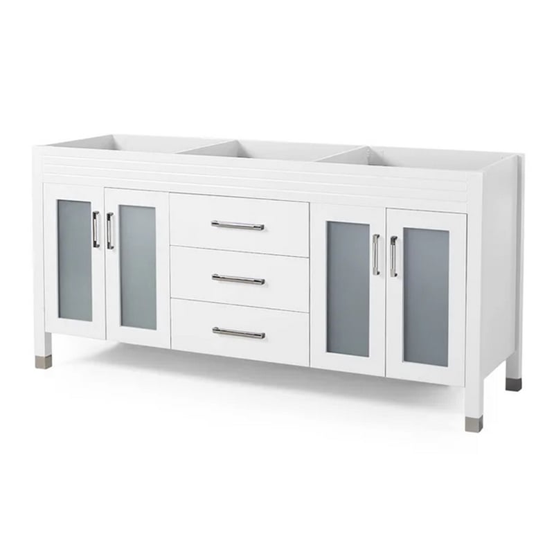 Benjara Bathroom Double Vanity Base- 3 Drawers and 4 Doors 73