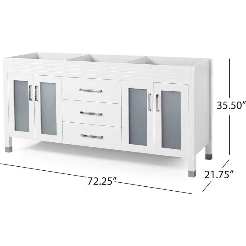 Benjara Bathroom Double Vanity Base- 3 Drawers and 4 Doors 73
