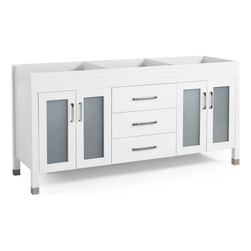 Benjara Bathroom Double Vanity Base- 3 Drawers and 4 Doors 73