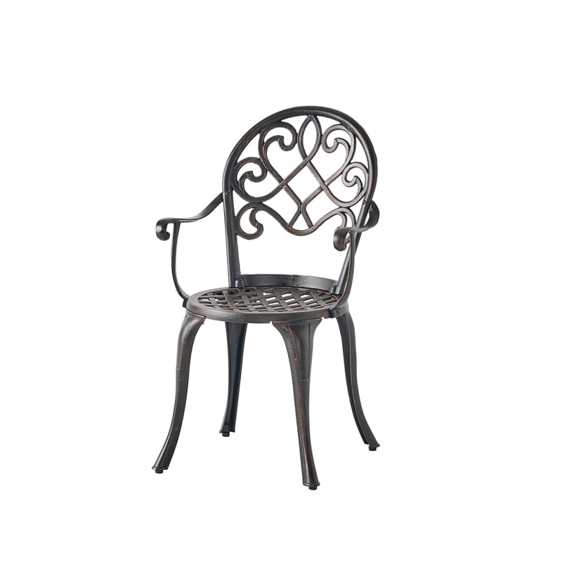 Benjara Outdoor Bistro Table Set with 2 Chairs and an Ice Bucket- Coppertone