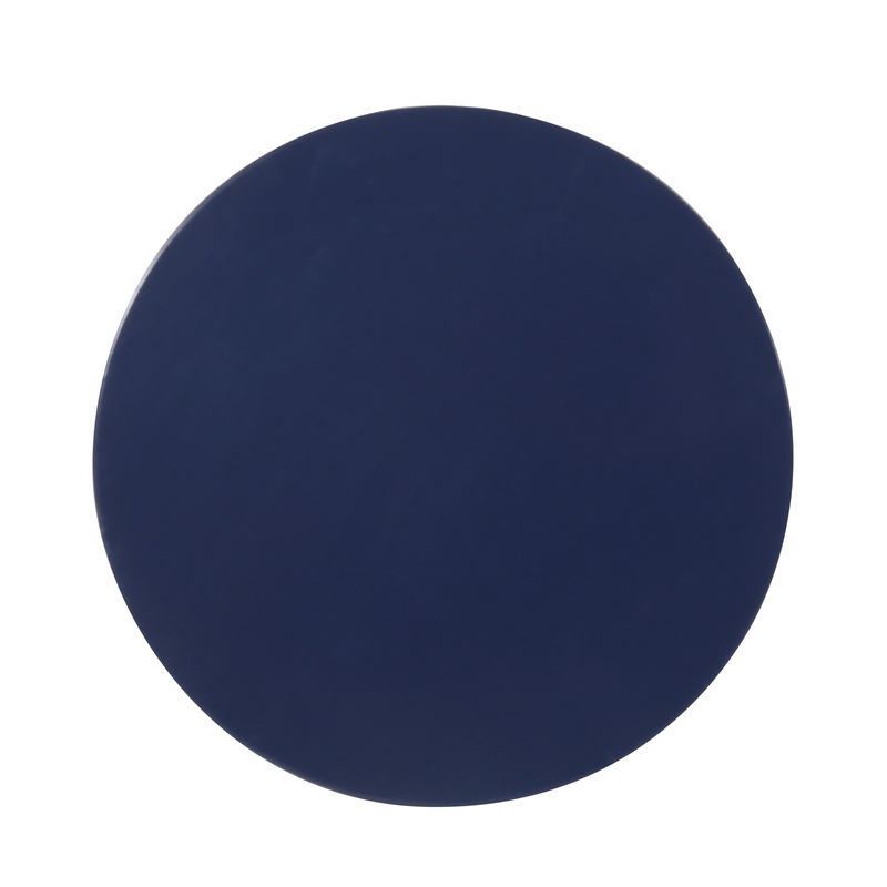 Benjara Kemo Outdoor End Table- Round 14 Inch- Cutout Design- Navy Blue