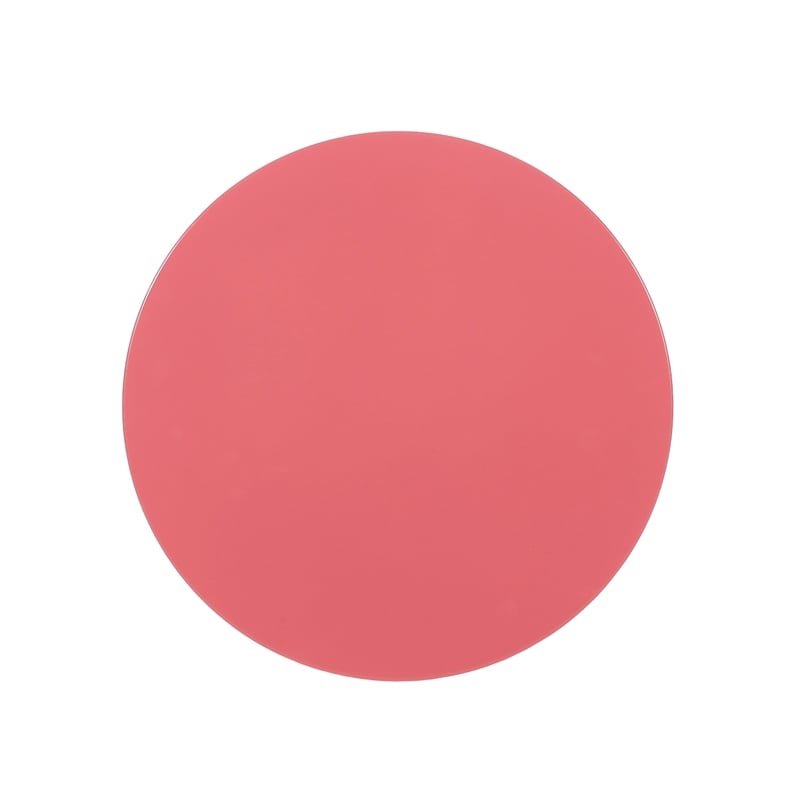 Benjara Kemo Outdoor End Table- Round 14 Inch- Cutout Design- Dark Peach Iron