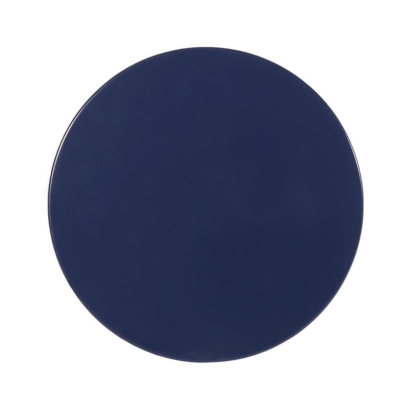 Benjara Kemo Outdoor End Table- Round 14 Inch- Cutout Design- Navy Blue Iron