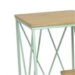 Benjara Mito 3pc Nesting Plant Stand Table- Brown Wood- X Cross Green Metal