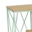 Benjara Mito 3pc Nesting Plant Stand Table- Brown Wood- X Cross Green Metal