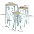 Benjara Mito 3pc Nesting Plant Stand Table- Brown Wood Top- X Cross Blue Metal
