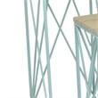 Benjara Mito 3pc Nesting Plant Stand Table- Brown Wood Top- X Cross Blue Metal