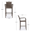 Benjara Drip Outdoor Barstool Chair Set of 2- Brown PE Rattan Woven and Iron