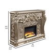 Benjara Esen LED Electric Fireplace- Scrolled Classical Silver Wood- 66 Inch