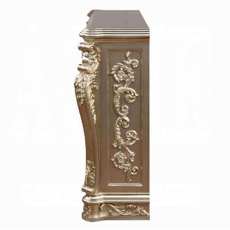 Benjara Esen LED Electric Fireplace- Scrolled Classical Silver Wood- 66 Inch