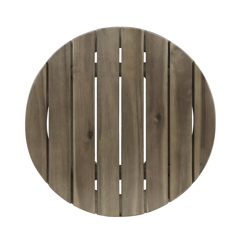 Benjara Outdoor Side End Table- Slatted- Tapered Legs 16
